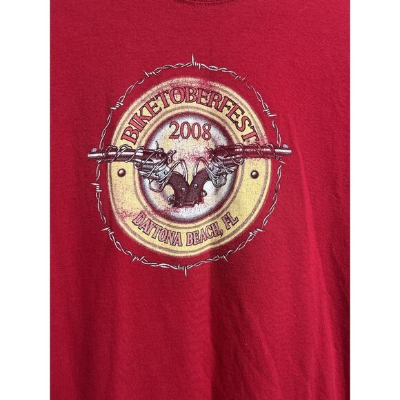 VTG 2008 Biketoberfest Daytona Beach Florida Tshirt Red Size Large Unisex - Picture 2 of 6